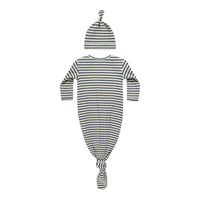Quincy Mae Indigo Stripe Knotted Baby Gown + Hat Set