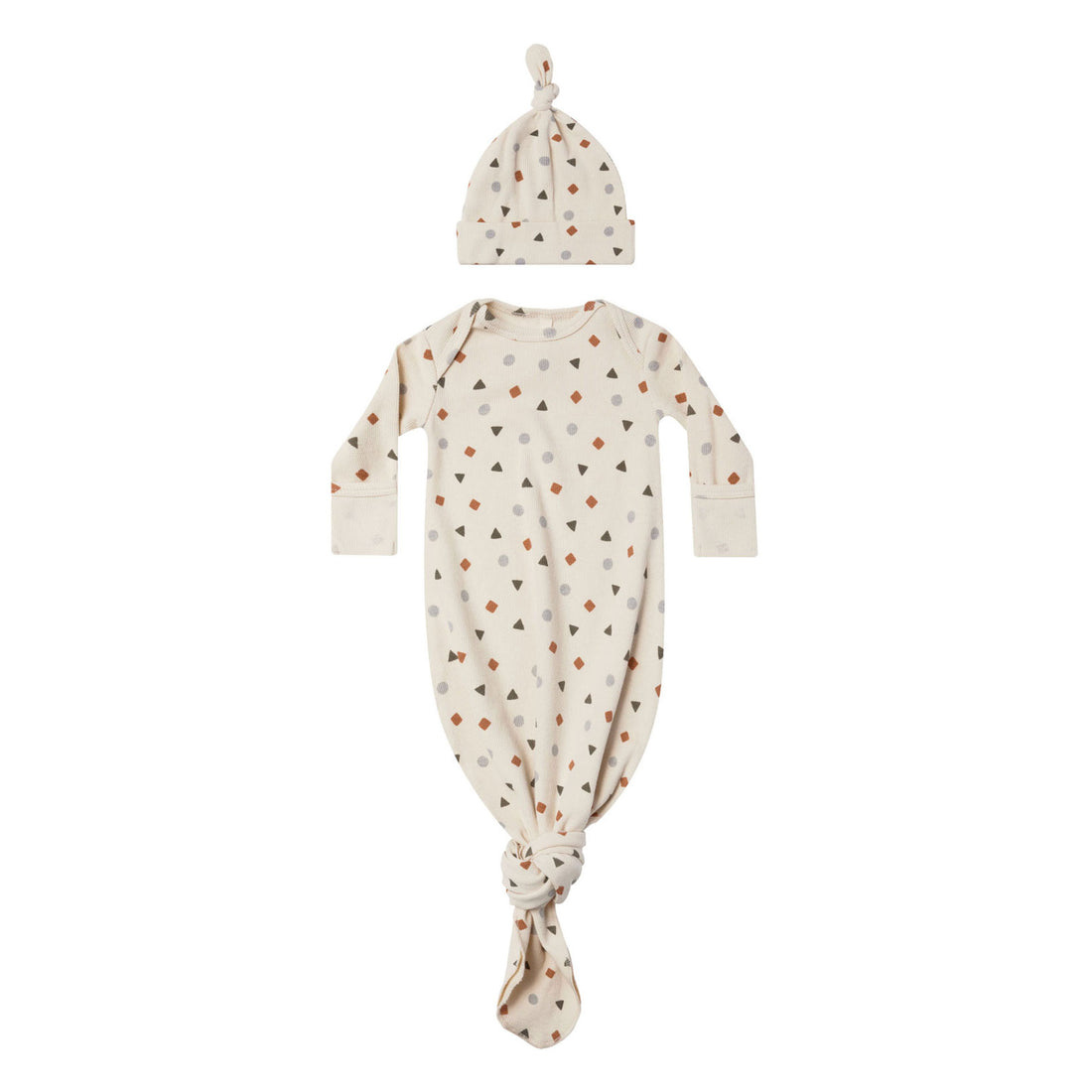 Quincy Mae Geo Knotted Baby Gown + Hat