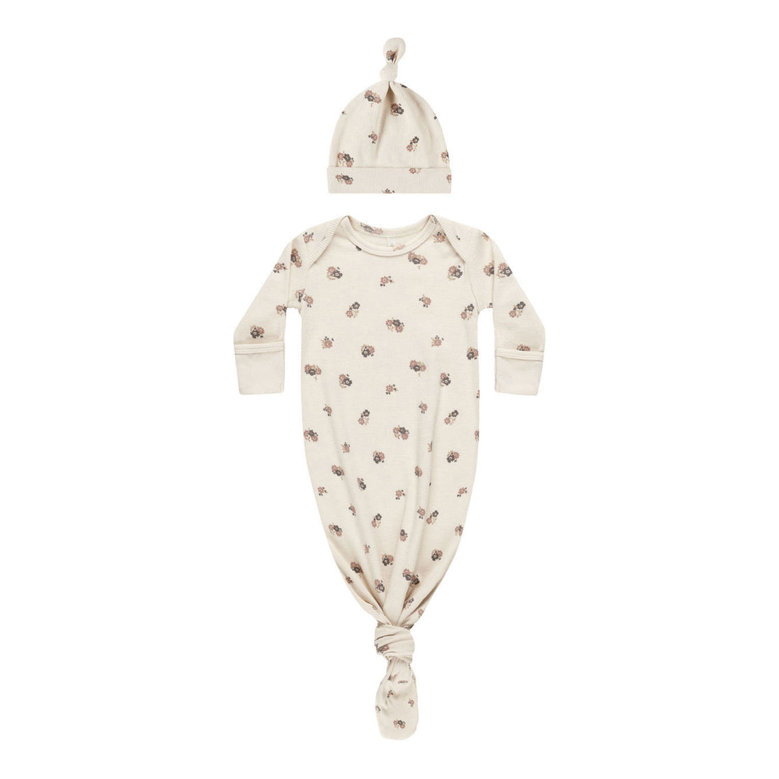 Quincy Mae Wild Flowers Knotted Baby Gown + Hat Set