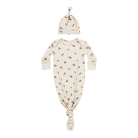 Quincy Mae Wild Flowers Knotted Baby Gown + Hat Set