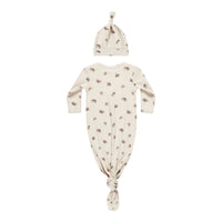 Quincy Mae Wild Flowers Knotted Baby Gown + Hat Set