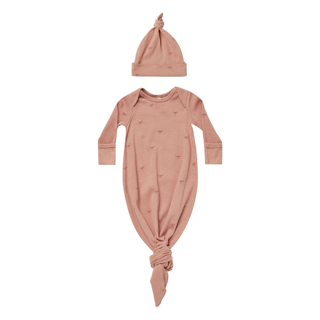 Quincy Mae Bows Knotted Baby Gown + Hat