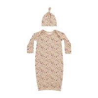 Quincy Mae Posy Bamboo Baby Gown + Hat Set