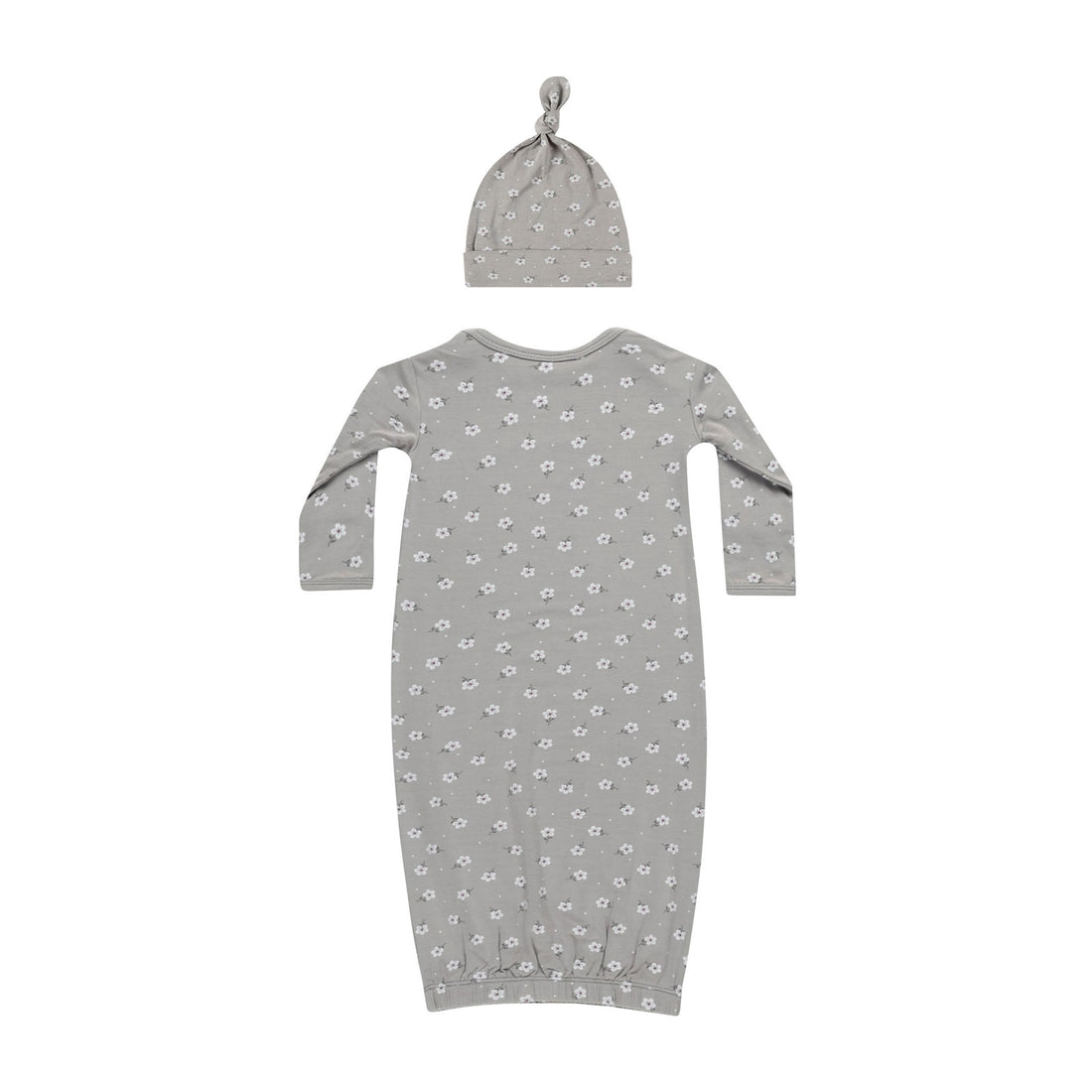 Quincy Mae Dust Blue Baby Gown + Hat Set