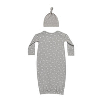 Quincy Mae Dust Blue Baby Gown + Hat Set