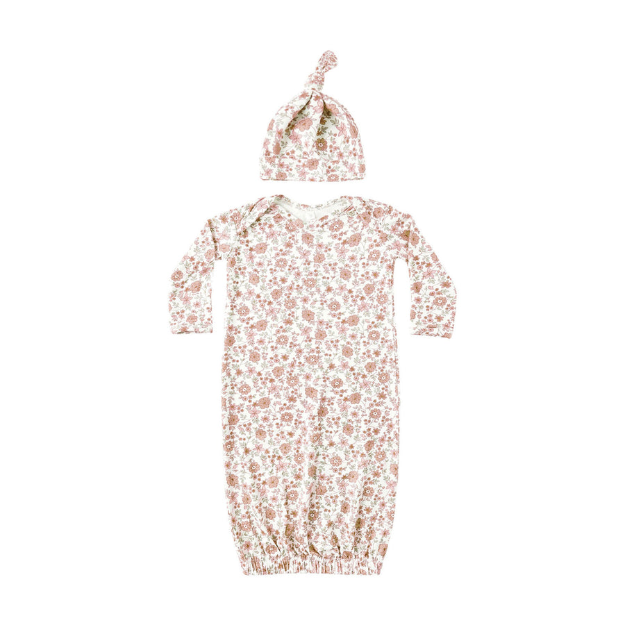 Quincy Mae Bloom Bamboo Baby Gown + Hat Set