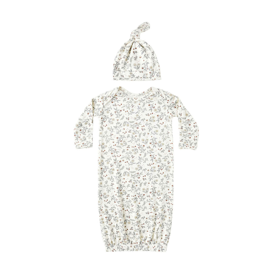 Quincy Mae Woodland Bamboo Baby Gown + Hat Set