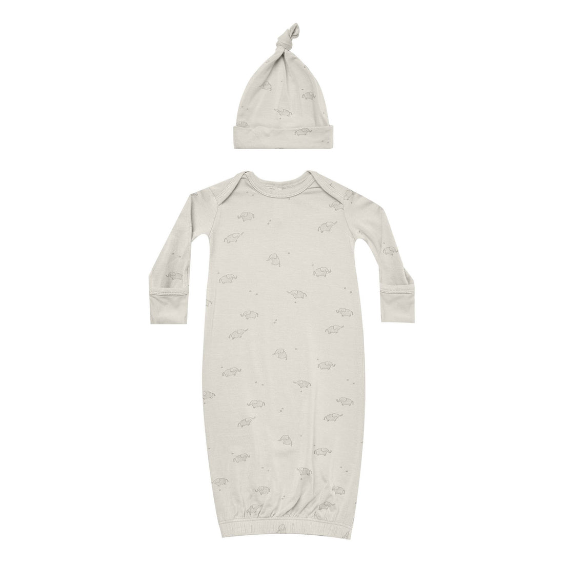 Quincy Mae Elephants Bamboo Baby Gown + Hat