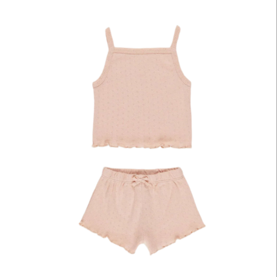 Quincy Mae Melon Pointelle Tank + Shortie Set