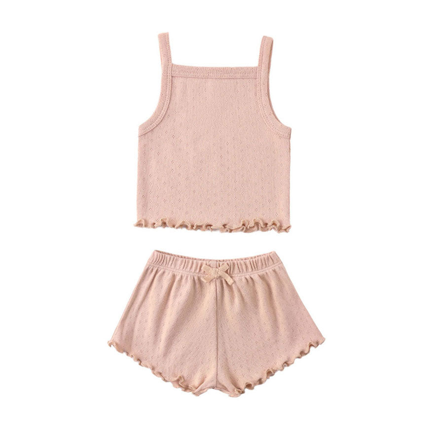 Quincy Mae Melon Pointelle Tank + Shortie Set