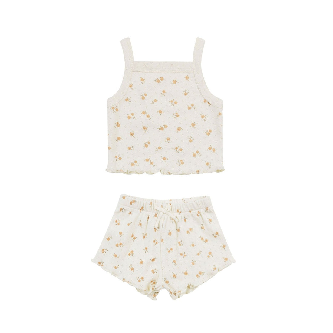 Quincy Mae Ditsy Melon Pointelle Tank + Shortie Set