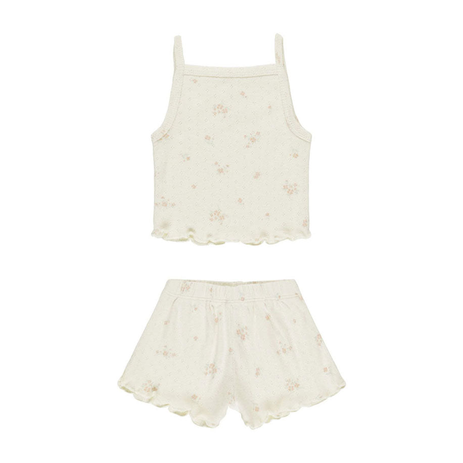 Quincy Mae Pink Ditsy Pointelle Tank + Shortie Set