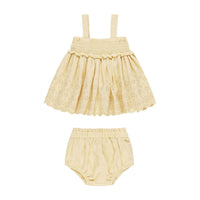 Quincy Mae Yellow Mae Smocked Top + Bloomer Set