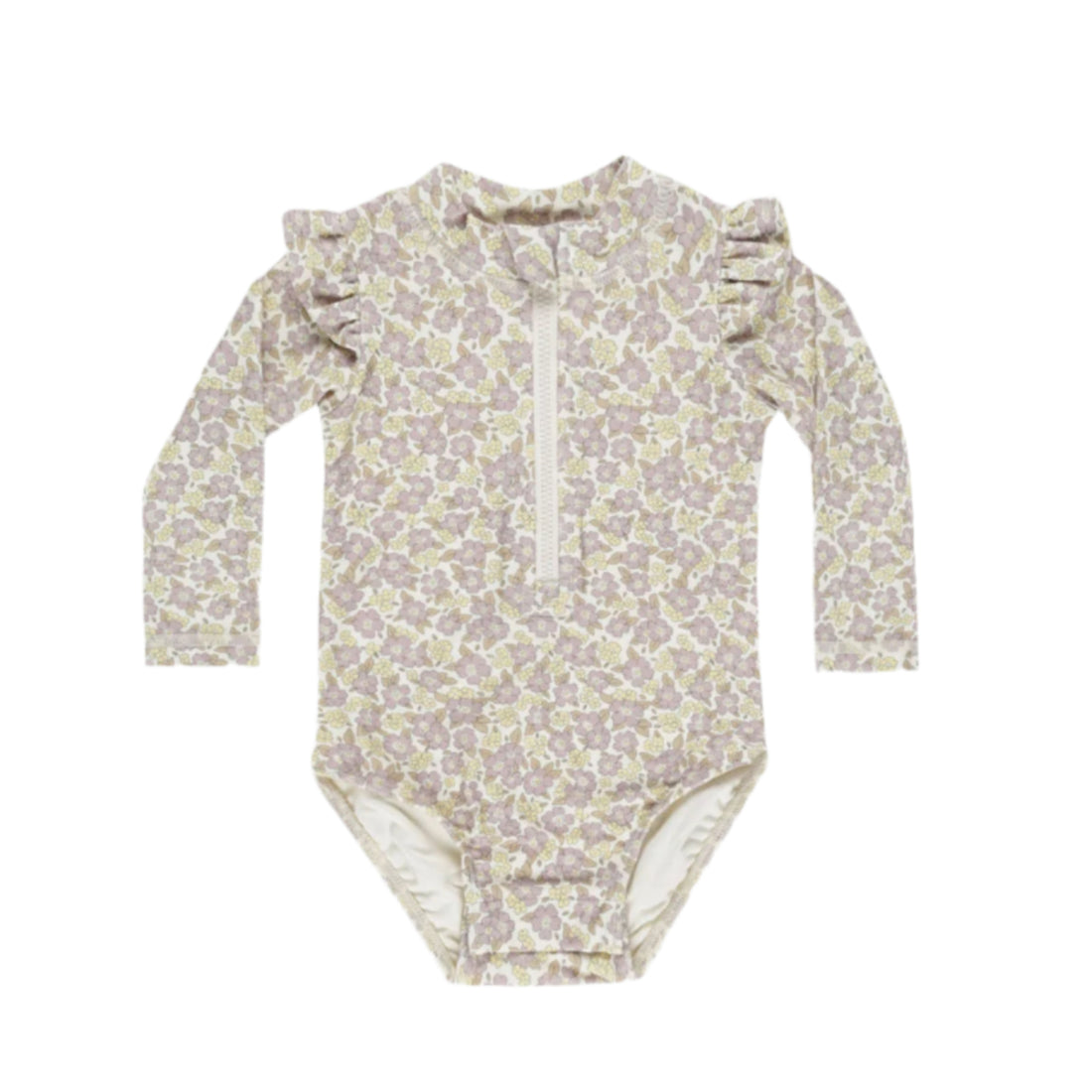 Quincy Mae Purple Floral Byron Rashguard One-Piece