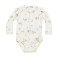 Quincy Mae Ivory Swans Byron Rash guard One Piece