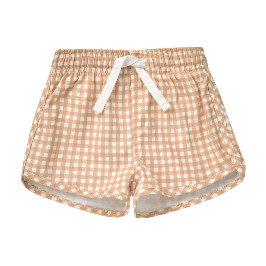 Quincy Mae Melon Gingham Boys Swim Short