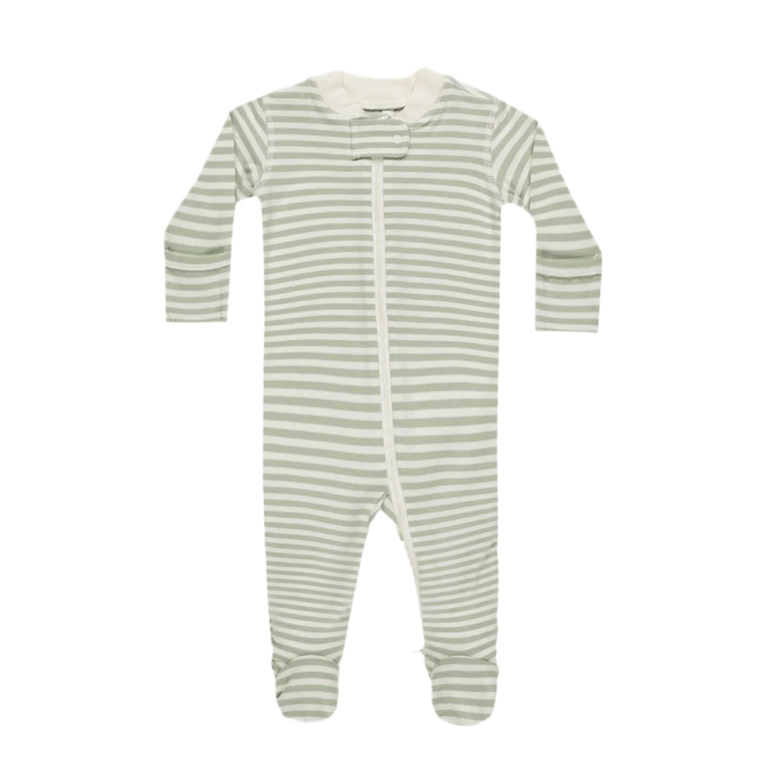 Quincy Mae Sage Stripe Zip Long Sleeve Sleeper Footie