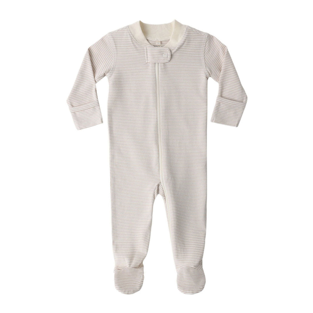Quincy Mae Oat Microstripe Zip Longsleeve Sleeper Footie
