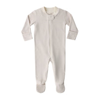 Quincy Mae Oat Microstripe Zip Longsleeve Sleeper Footie