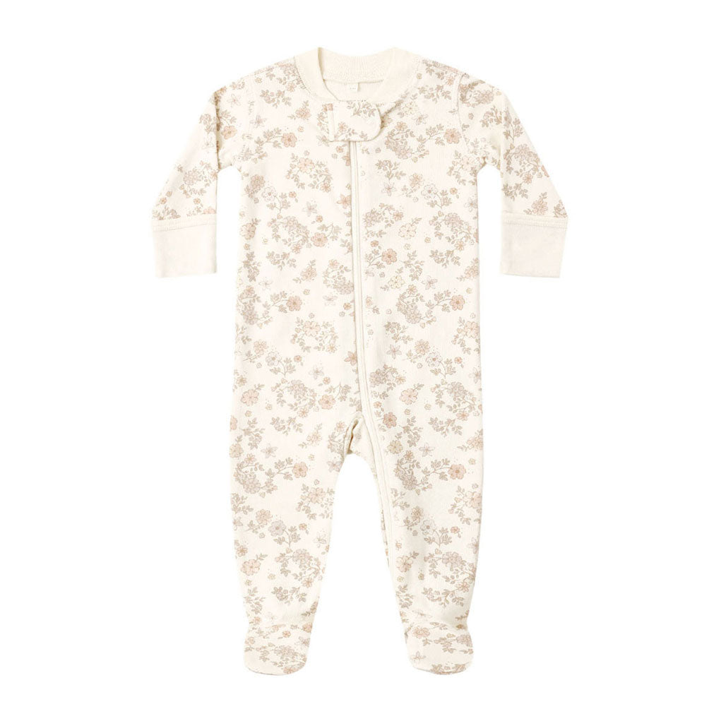 Quincy Mae Floral Vine Zip Sleeper Footie