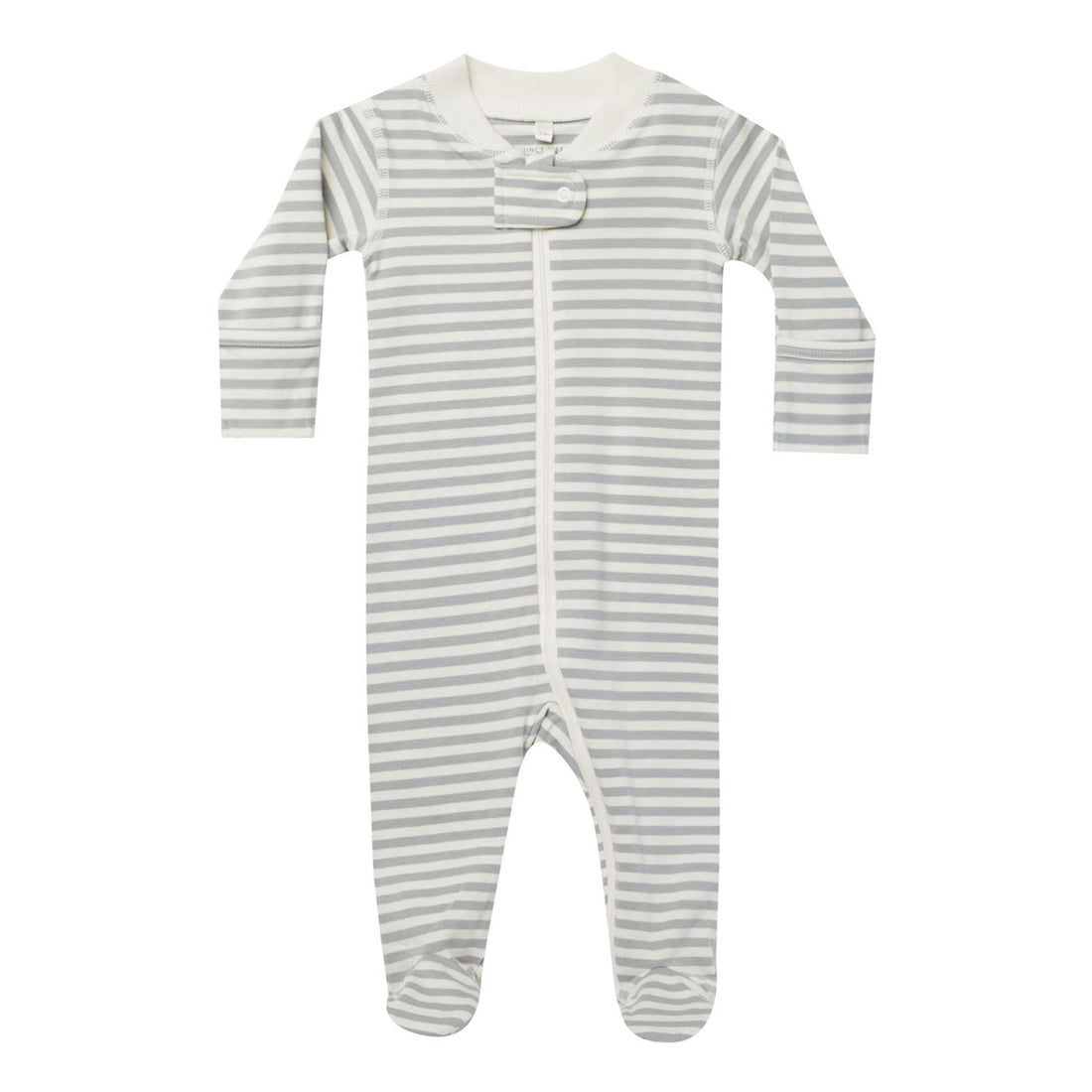 Quincy Mae Dusty Blue Stripe Zip Long Sleeve Sleeper Footie