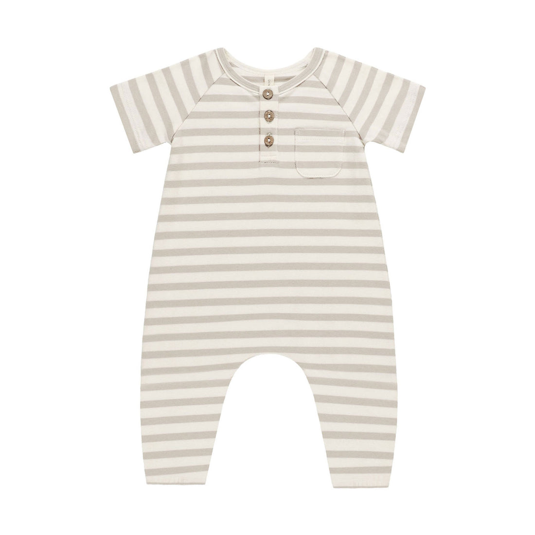 Quincy Mae Grey Stripe Short Sleeve Jumpsuit