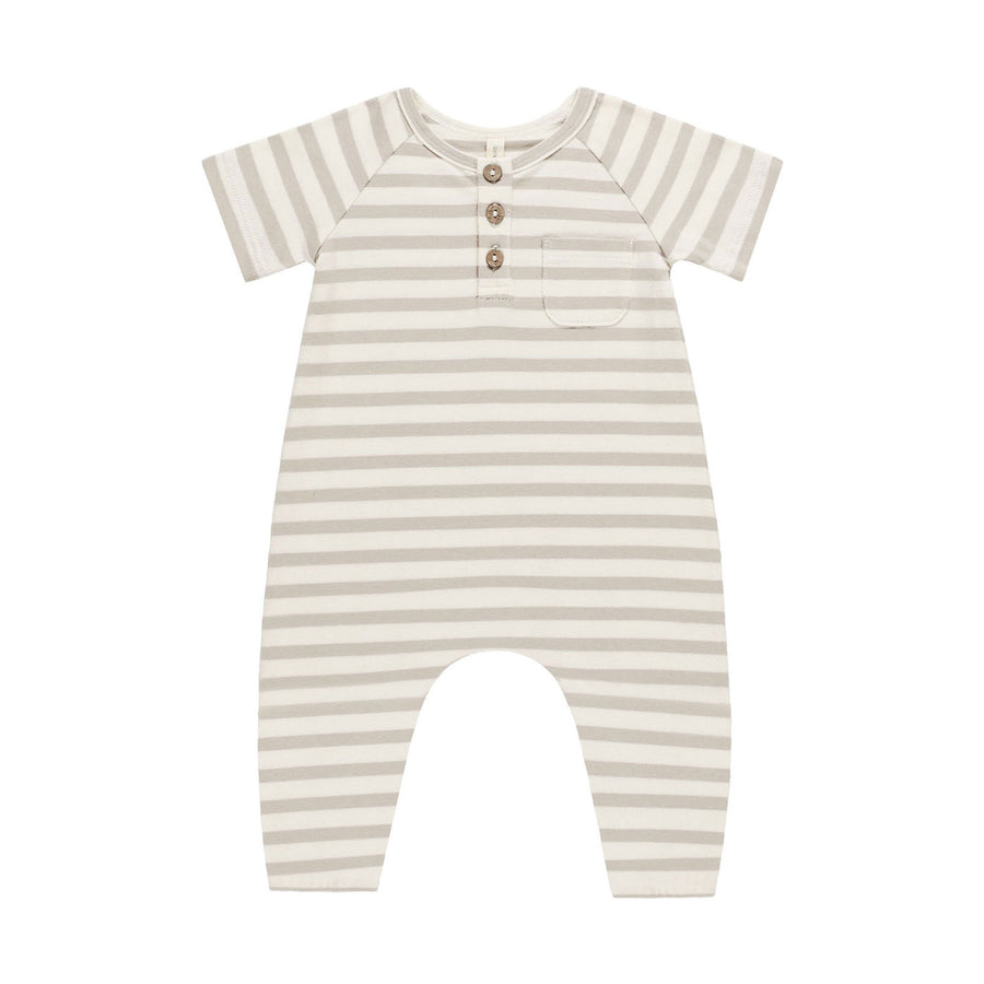 Quincy Mae Grey Stripe Short Sleeve Jumpsuit