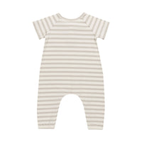 Quincy Mae Grey Stripe Short Sleeve Jumpsuit