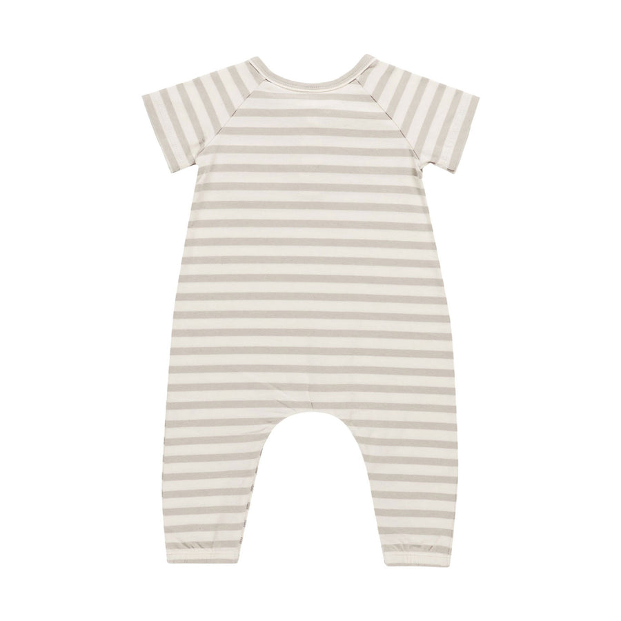 Quincy Mae Grey Stripe Short Sleeve Jumpsuit