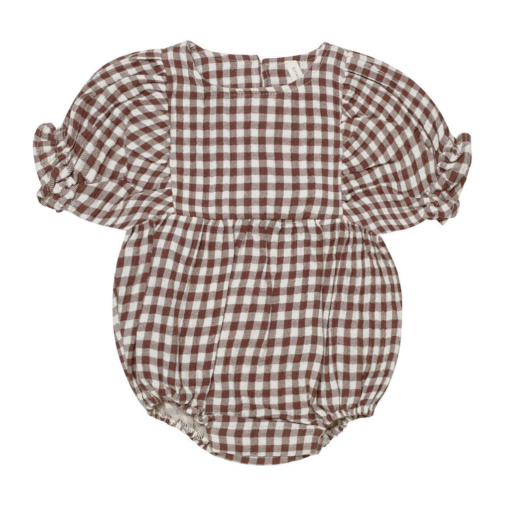 Quincy Mae Plum Gingham Cosette Romper