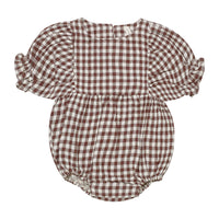 Quincy Mae Plum Gingham Cosette Romper