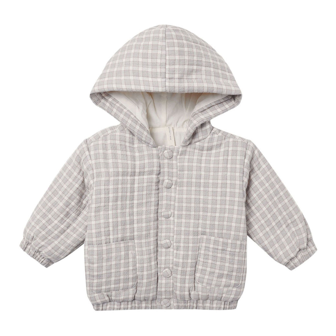 Quincy Mae Blue Gingham Hooded Woven Jacket