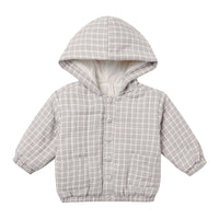 Quincy Mae Blue Gingham Hooded Woven Jacket