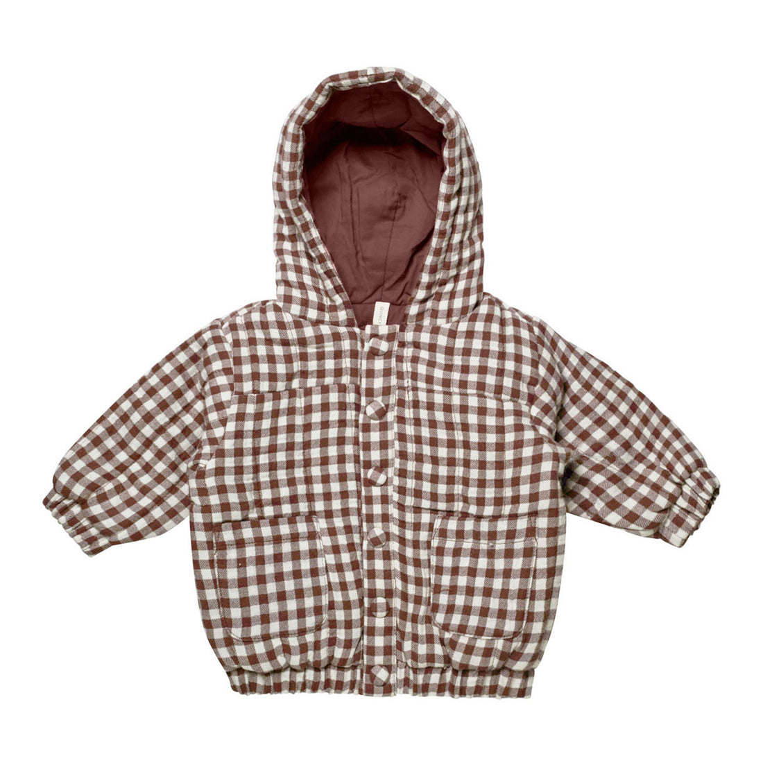 Quincy Mae Plum Gingham Hooded Woven Jacket