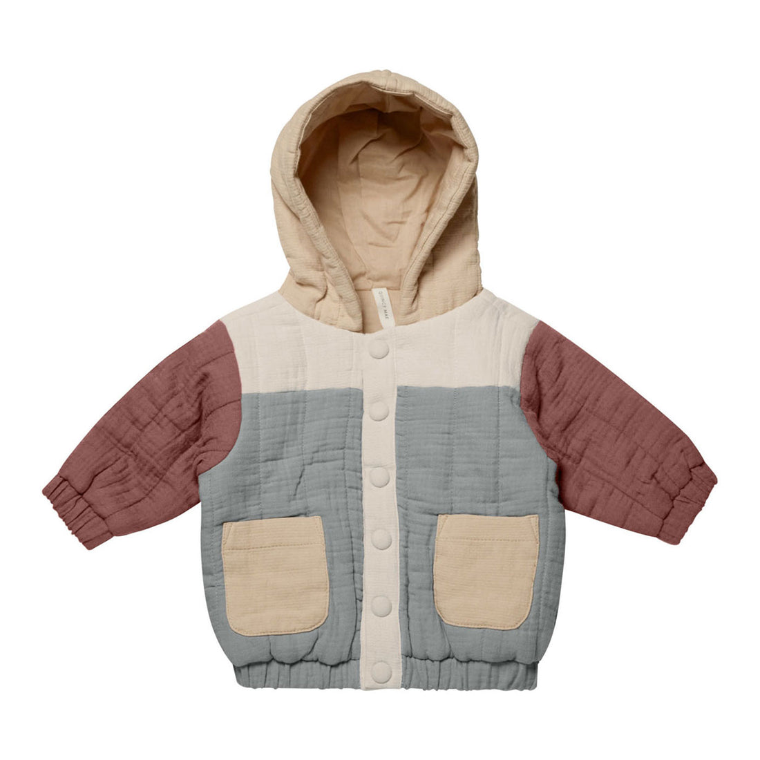 Quincy Mae Color Block Hooded Woven Jacket