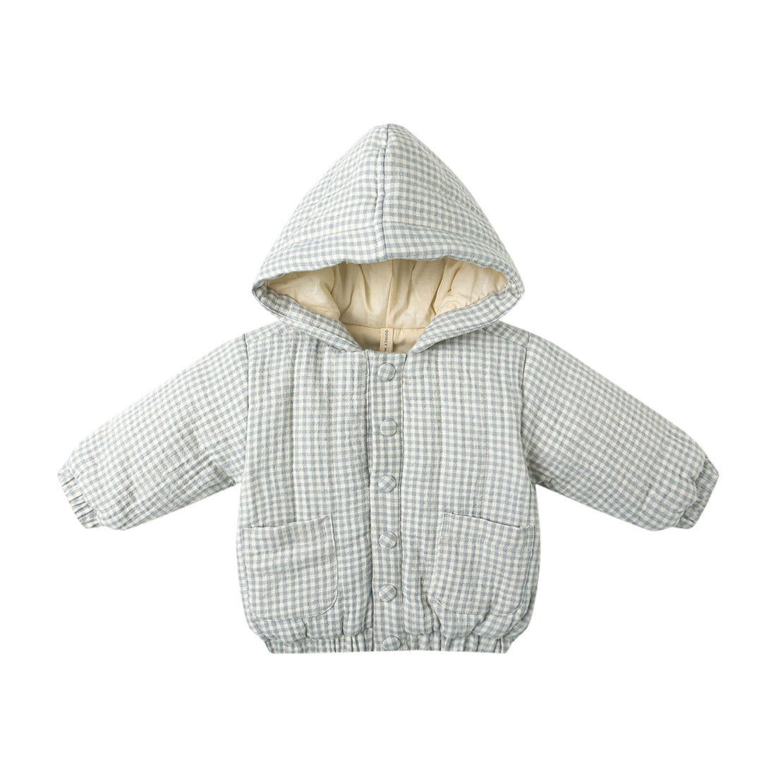 Quincy Mae Blue Gingham Hooded Woven Jacket