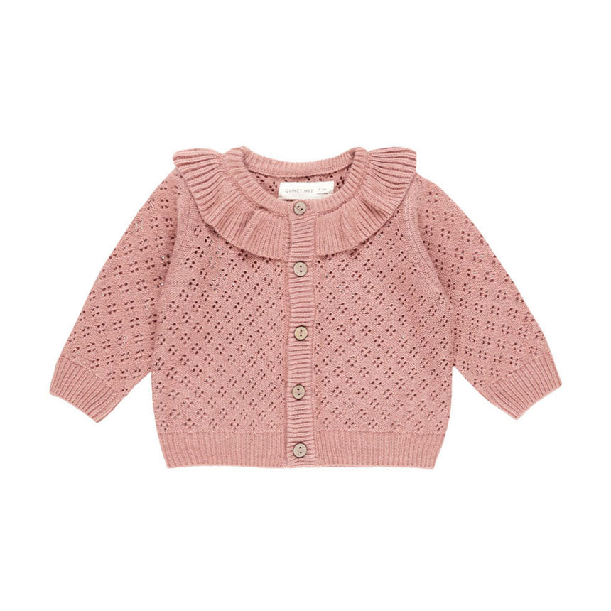 Quincy Mae Lipstick Ruffle Collar Cardigan