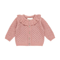 Quincy Mae Lipstick Ruffle Collar Cardigan