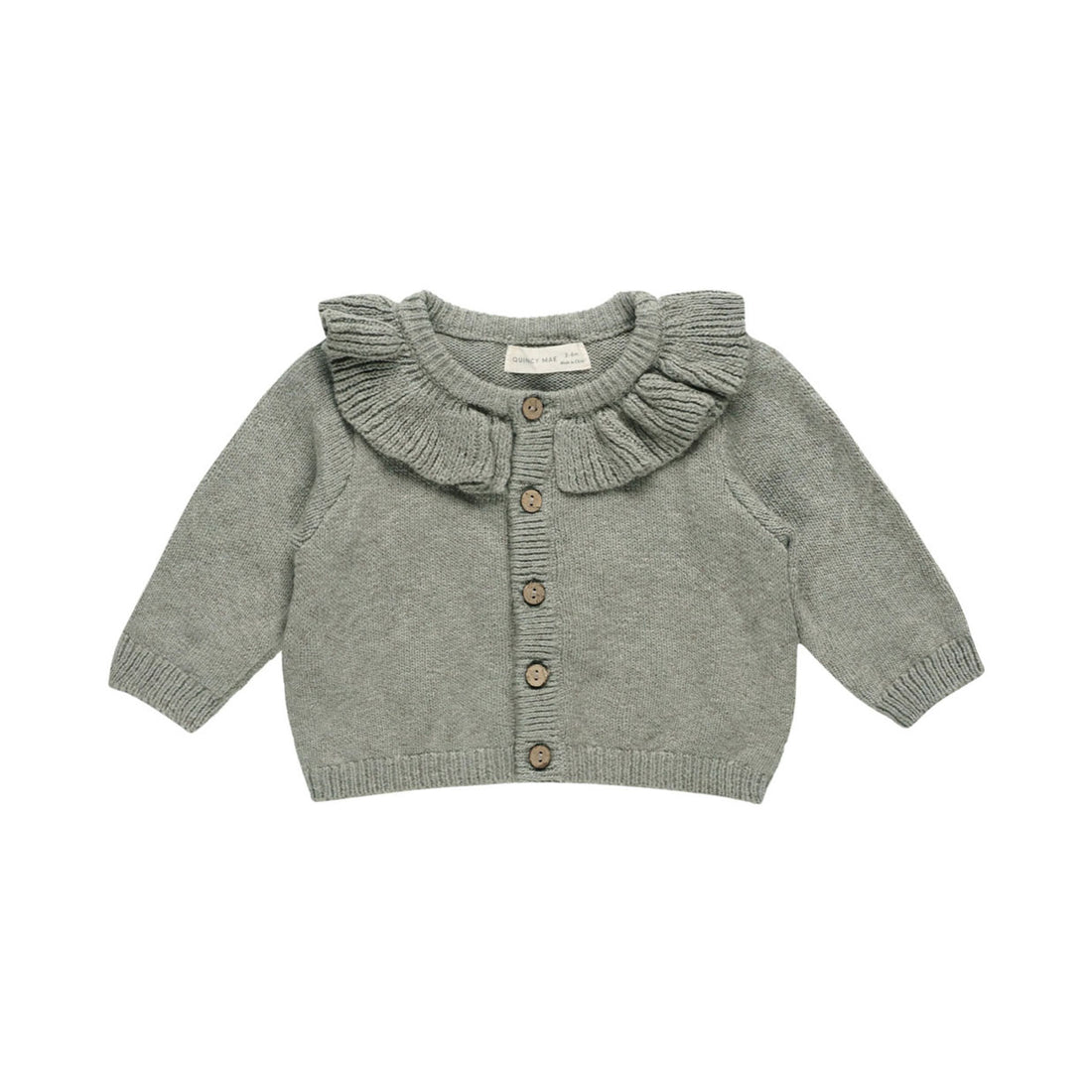 Quincy Mae Basil Ruffle Collar Cardigan