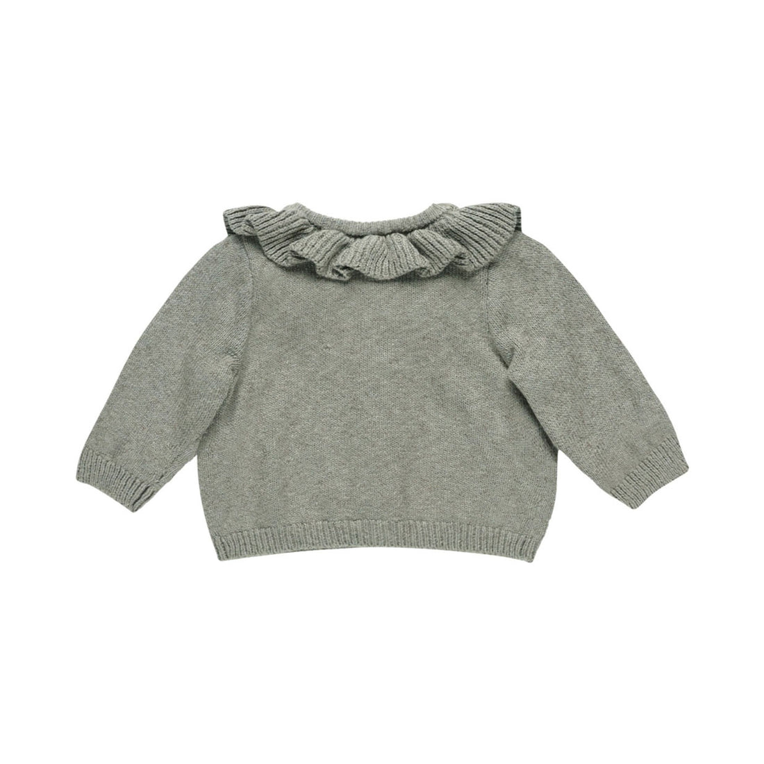 Quincy Mae Basil Ruffle Collar Cardigan