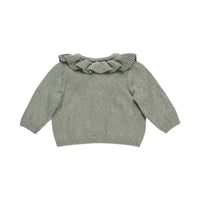 Quincy Mae Basil Ruffle Collar Cardigan