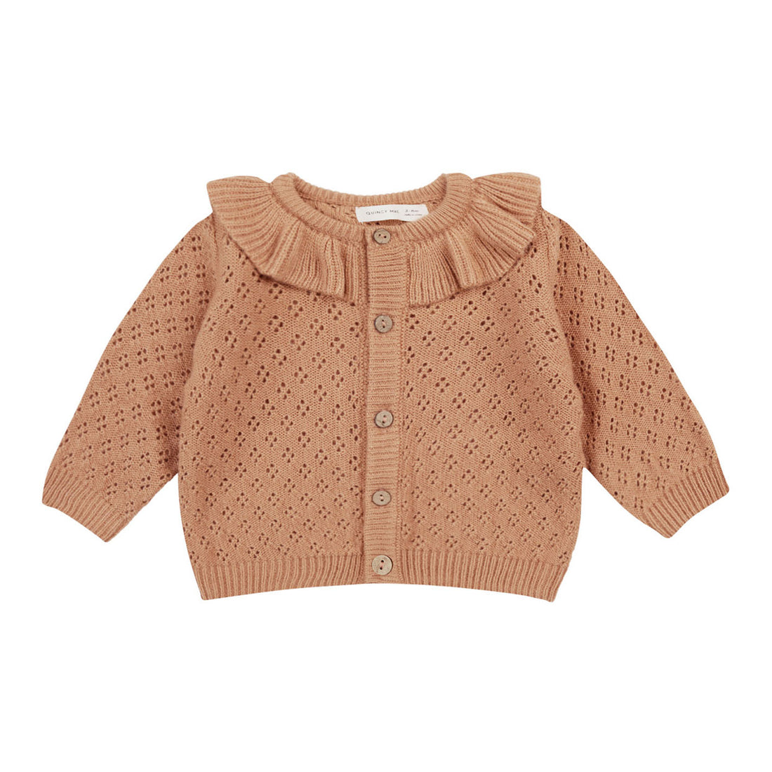 Quincy Mae Melon Ruffle Collar Cardigan