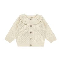 Quincy Mae Natural Ruffle Collar Cardigan