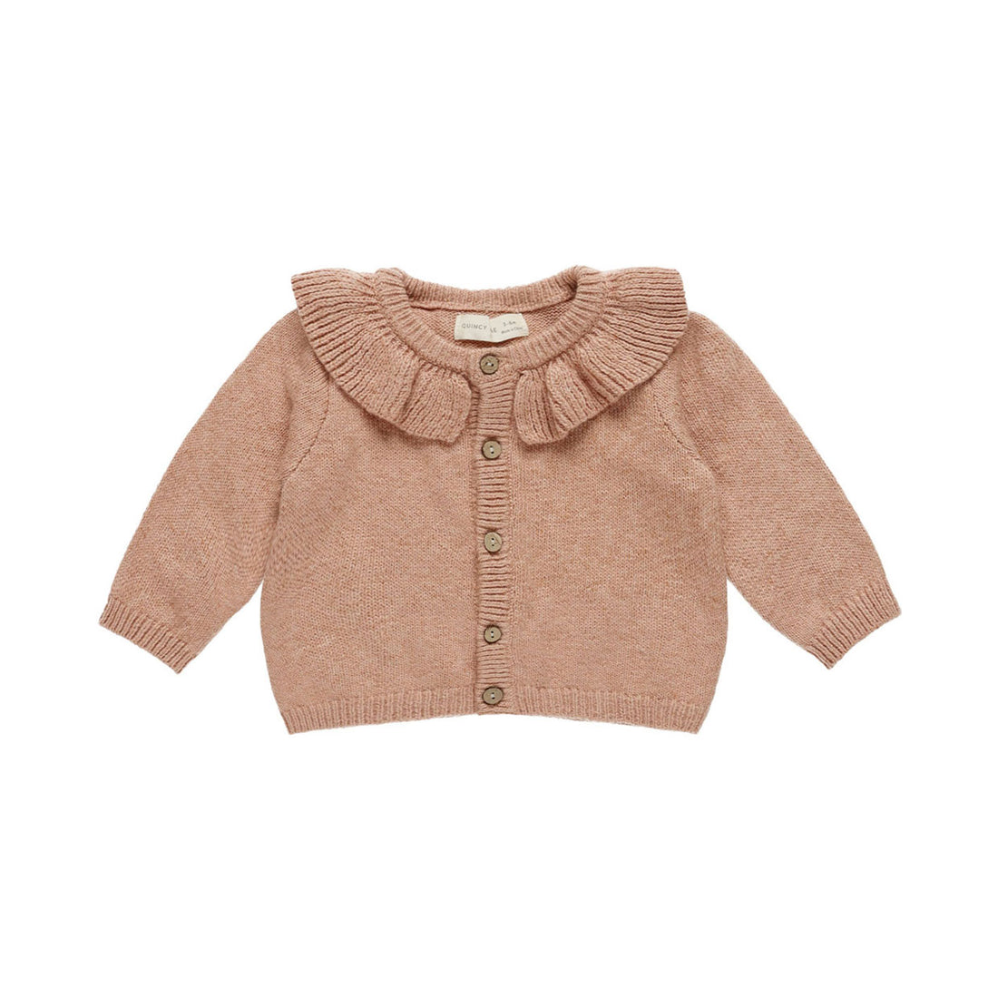 Quincy Mae Rose Ruffle Collar Cardigan
