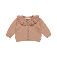 Quincy Mae Rose Ruffle Collar Cardigan