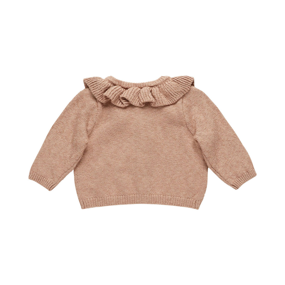 Quincy Mae Rose Ruffle Collar Cardigan