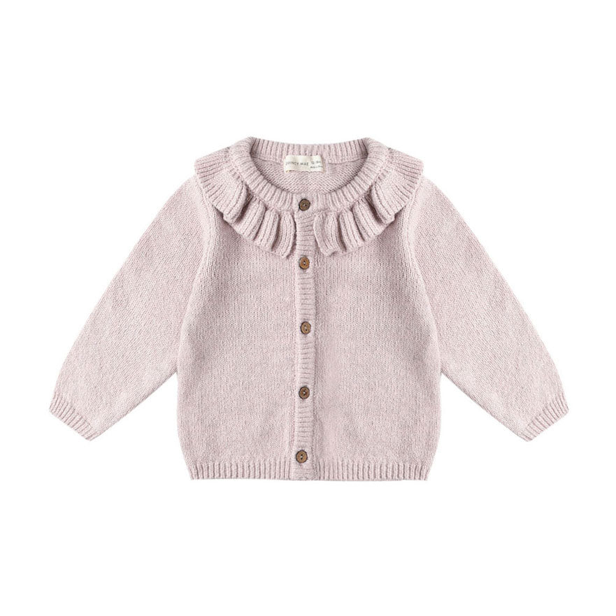 Quincy Mae Lilac Ruffle Collar Cardigan
