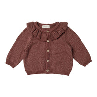 Quincy Mae Plum Heather Ruffle Collar Cardigan