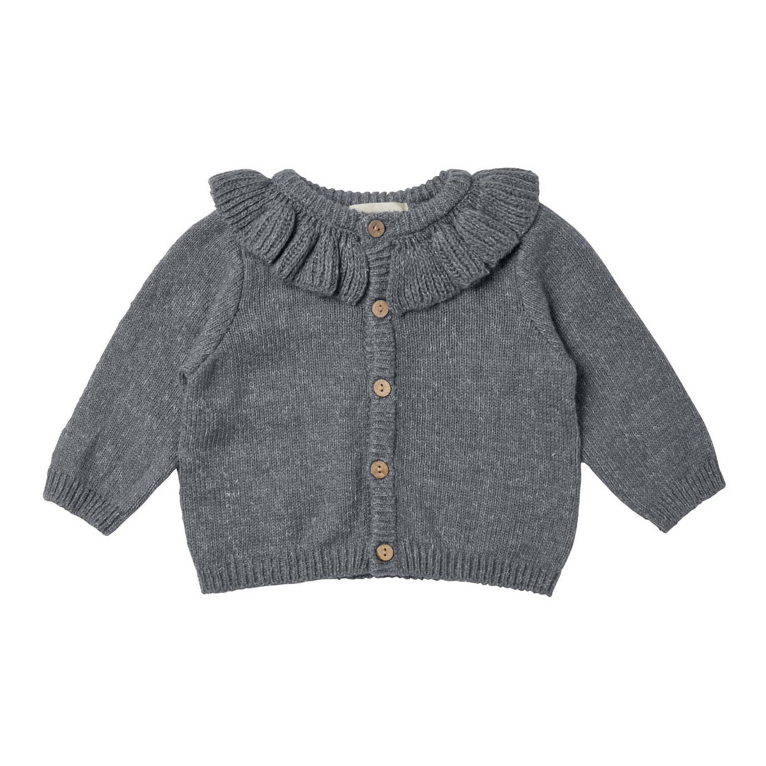 Quincy Mae Navy Heather Ruffle Collar Cardigan