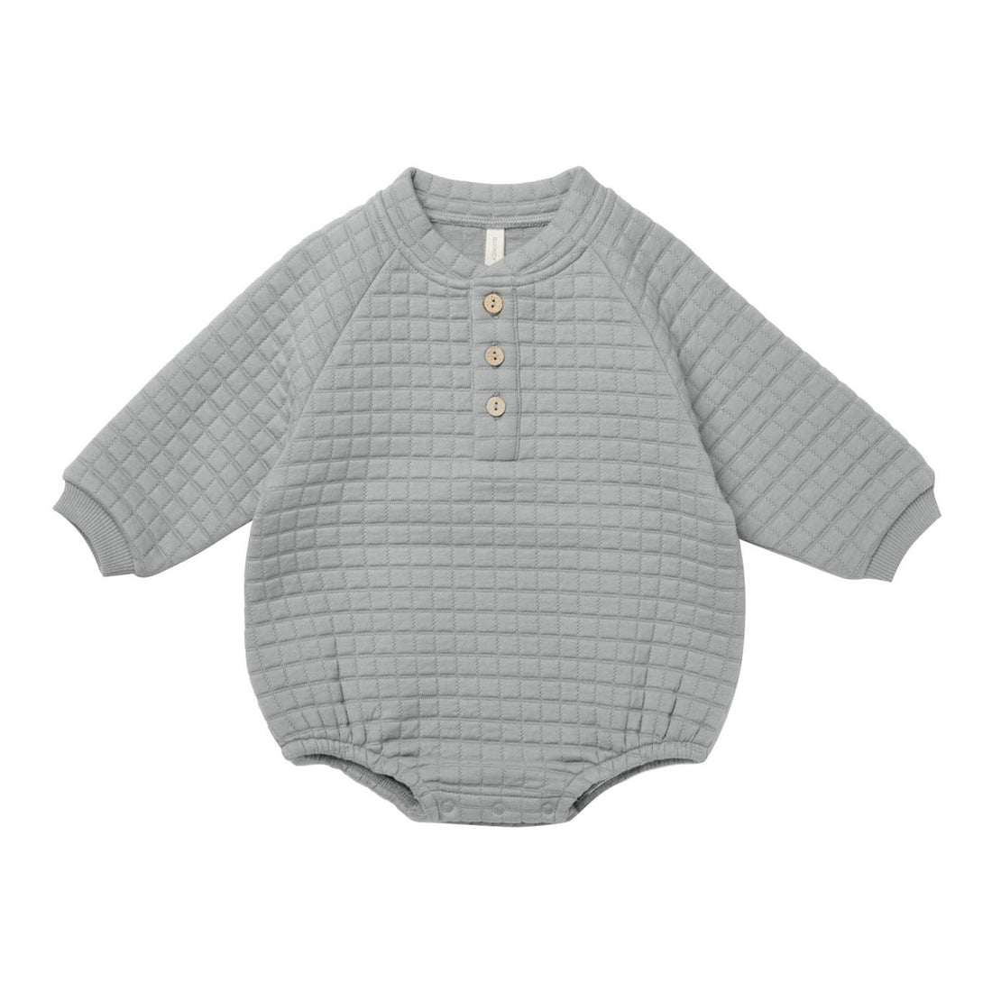 Quincy Mae Dusty Blue Henley Bubble Romper